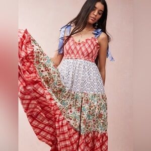 Free People Red and Multicolor Maxi Dress
